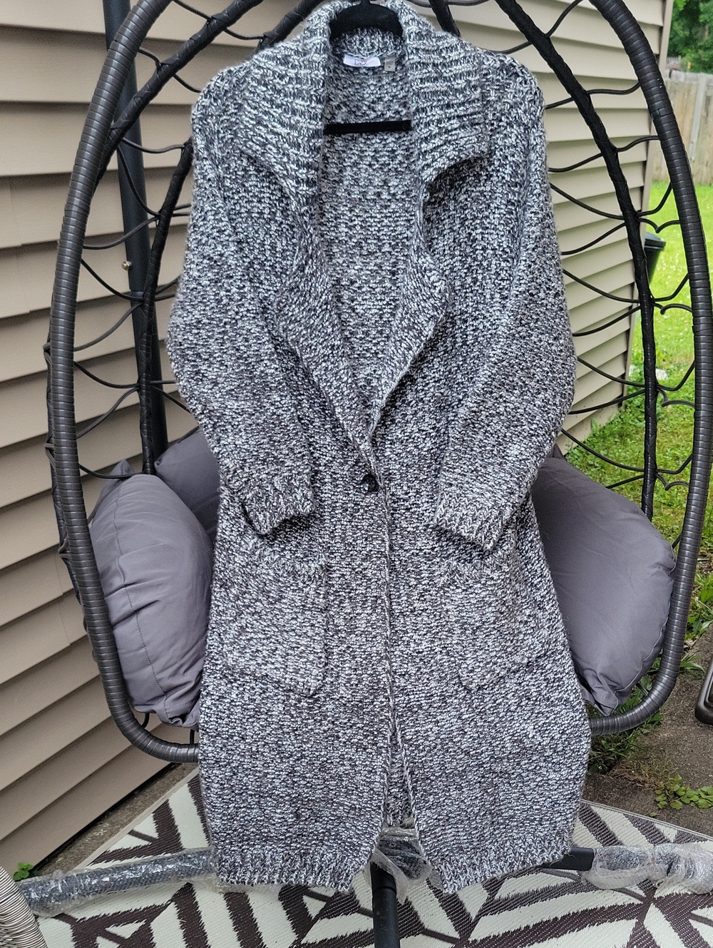 Dex Marled Black & White Long Cardigan Sweater